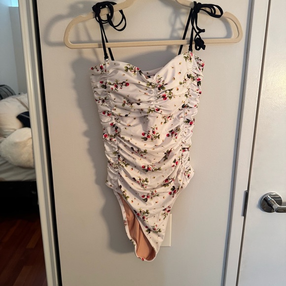 J.Crew Ruched Removable Straps Strawberry Print Swimsuit - Picture 5 of 9